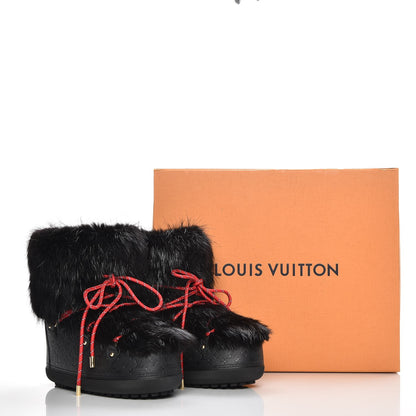 Louis Vuitton Beaver Calfskin Monogram Off Piste Flat Half Boots 38 Black 8 of 8