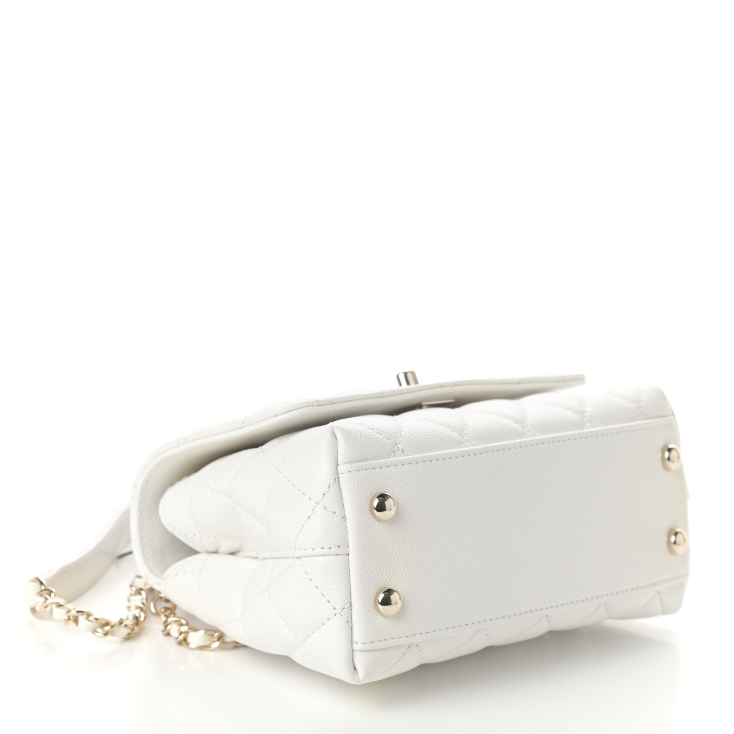 Chanel Caviar Quilted Extra Mini Coco Handle Flap White 4 of 10