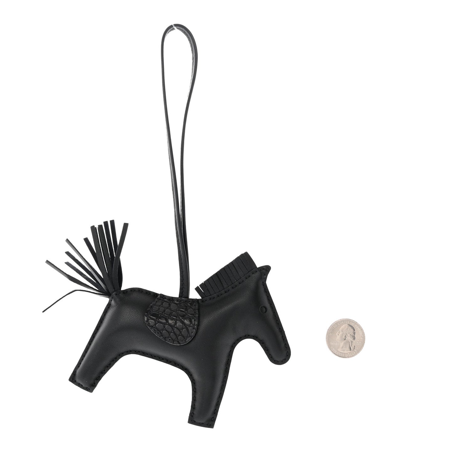 Milo Lambskin Matte Alligator Touch Grigri Rodeo Horse Bag Charm MM So Black