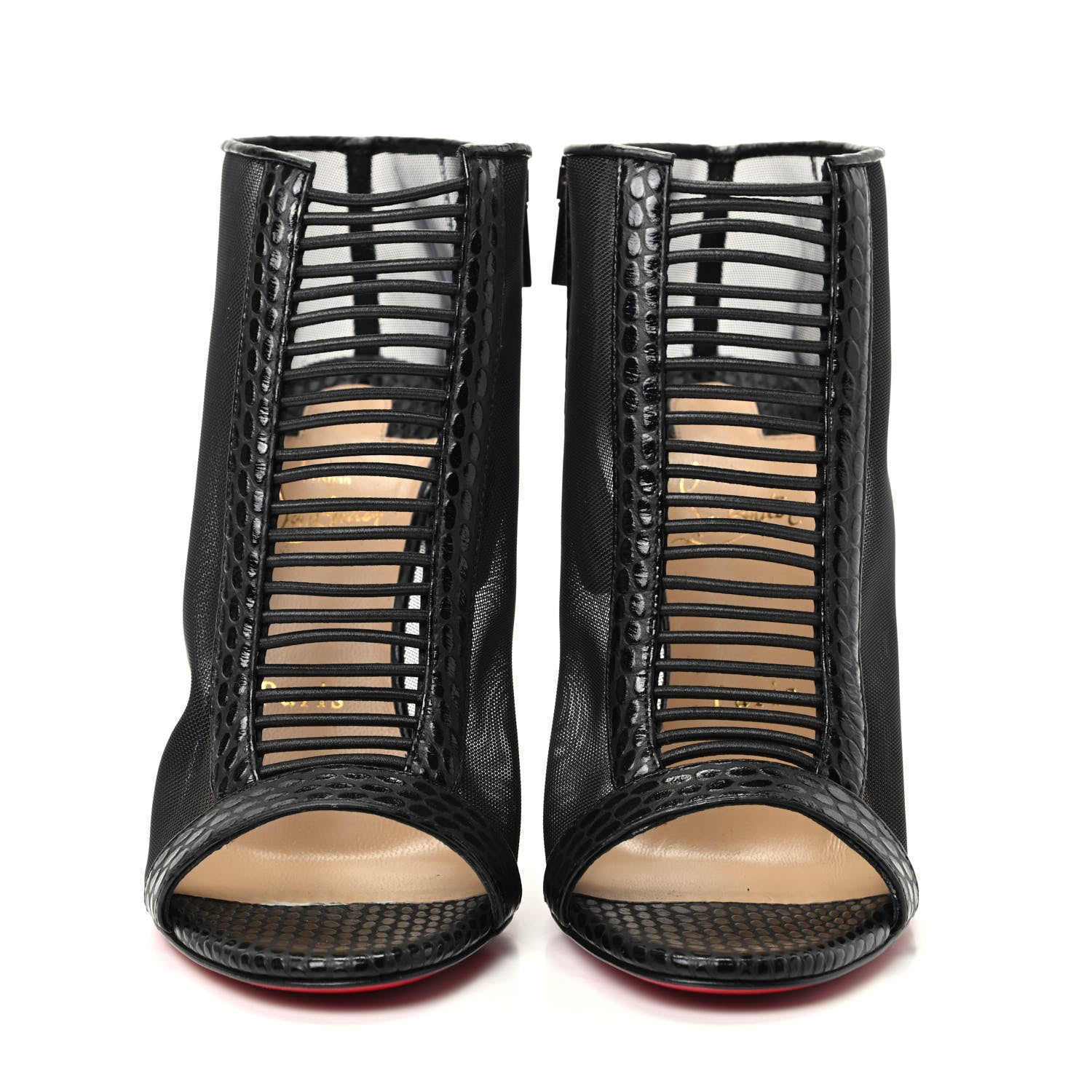 Christian Louboutin Calfskin Jurassic Rete Trouble 100 Booties 37 Black 2 of 10