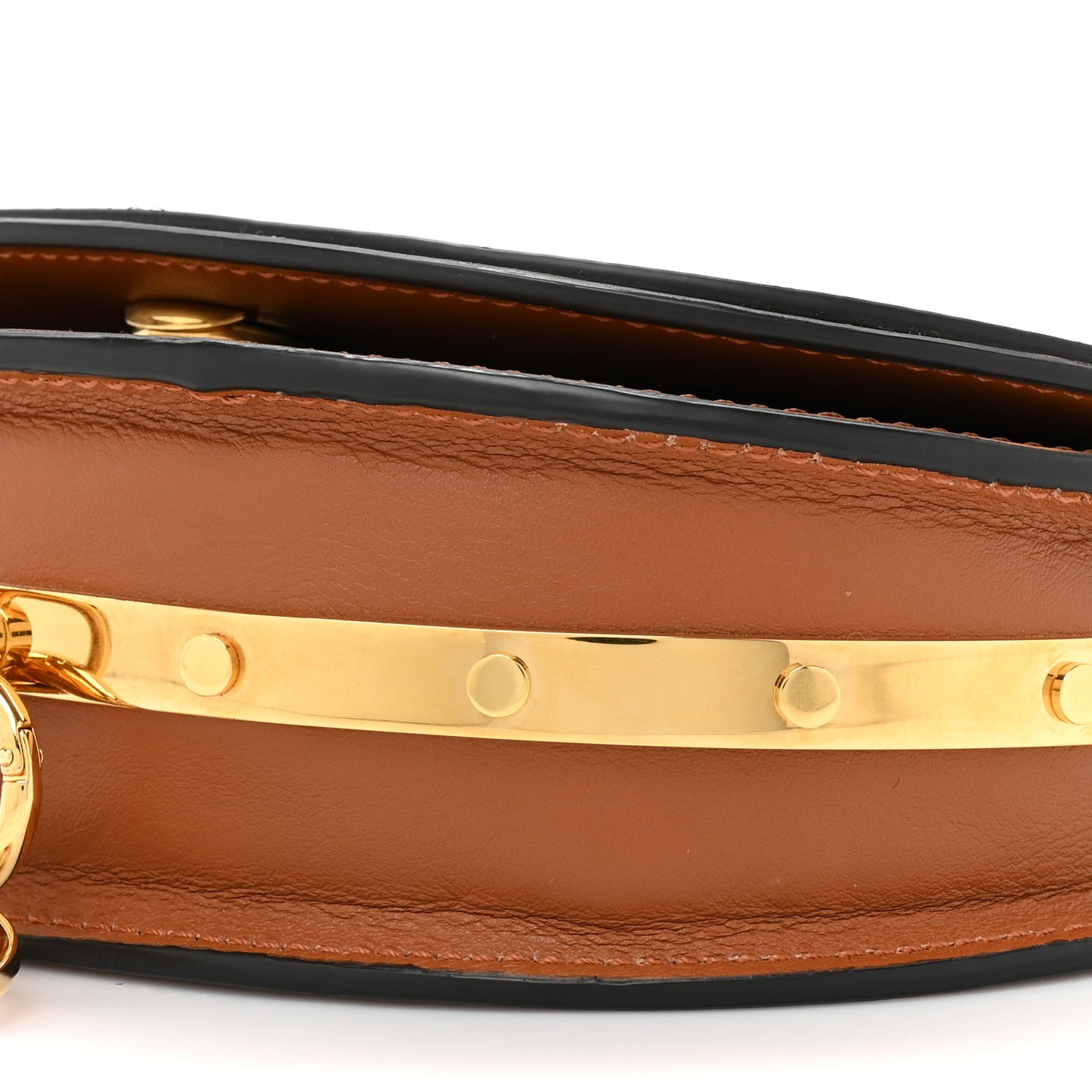 Spazzolato Sfumato Lambskin Calfskin Small Nile Bracelet Minaudiere Bag Caramel