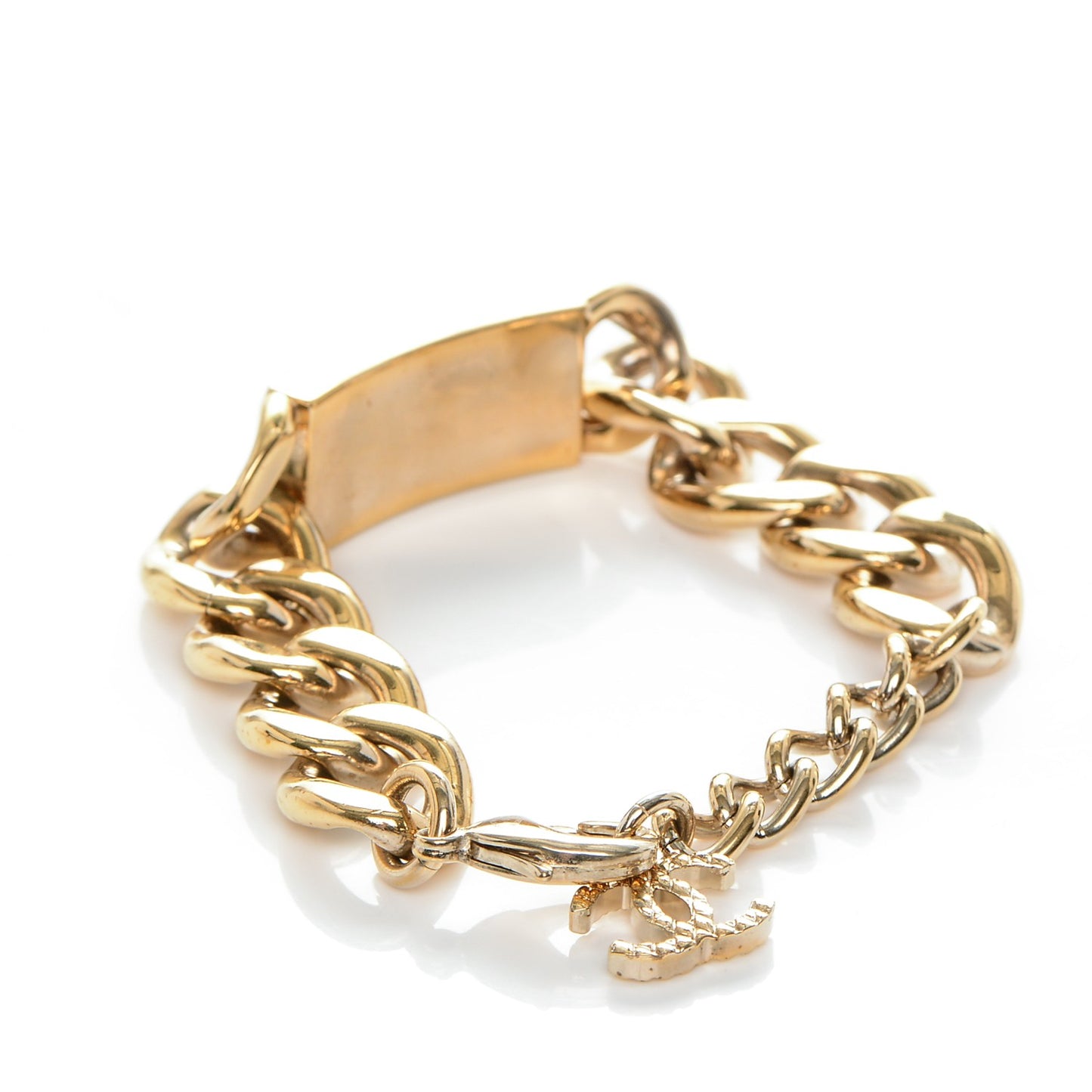 Crystal CC Chain ID Bracelet Gold