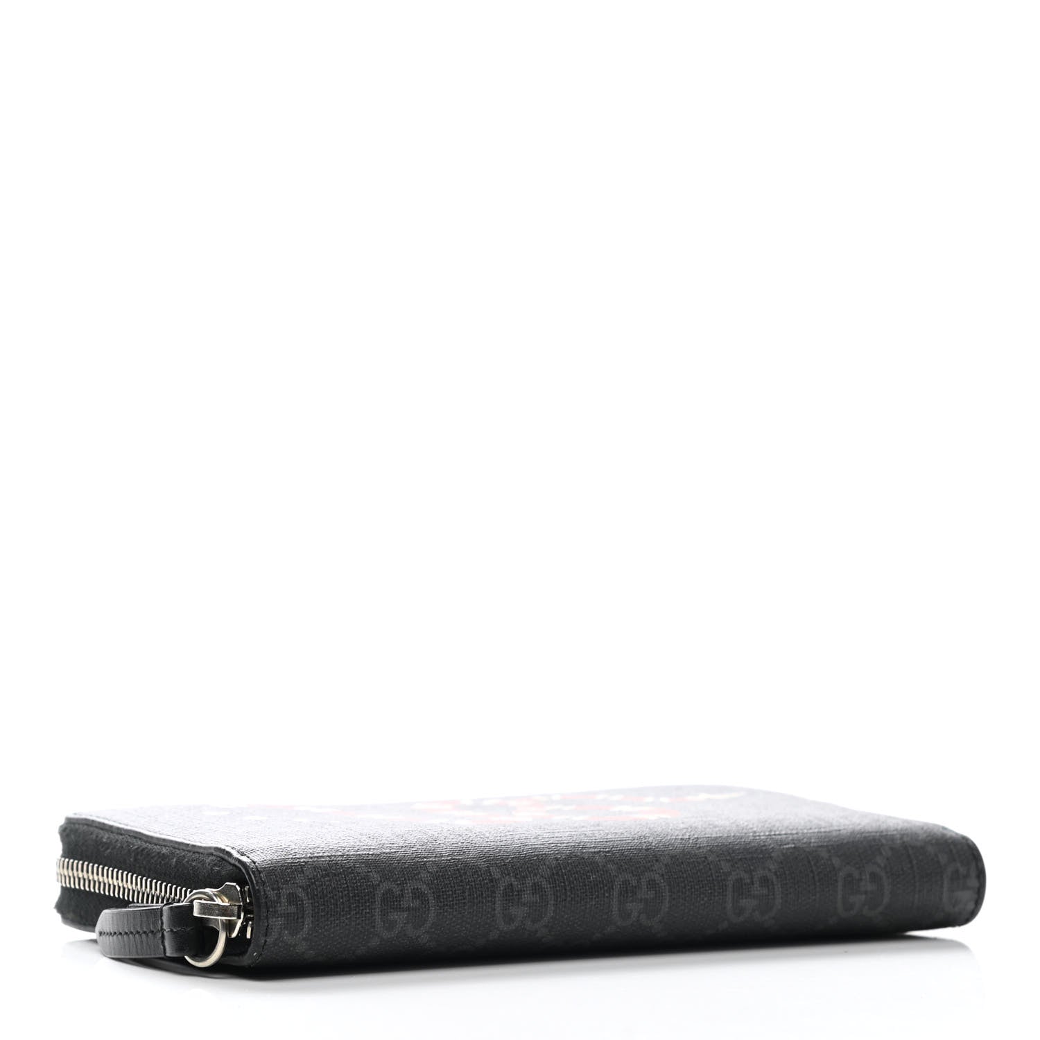 Gucci GG Supreme Monogram Kingsnake Zip Around Wallet Black Grey 4 of 8