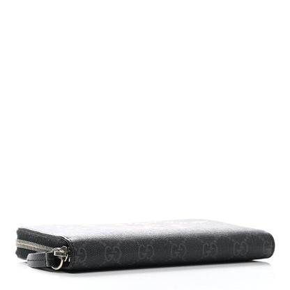 Gucci GG Supreme Monogram Kingsnake Zip Around Wallet Black Grey 4 of 8