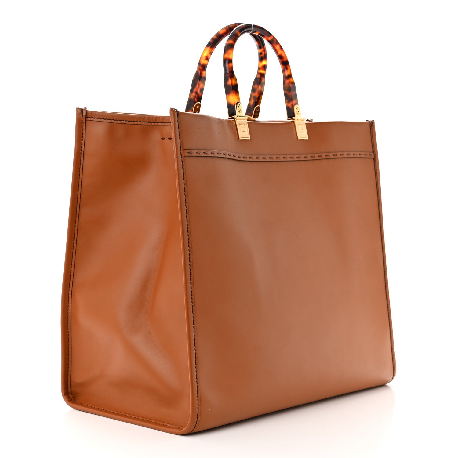 Fendi Vitello King Plexiglass Large Fendi Sunshine Shopper Tote Cuoio 3 of 11