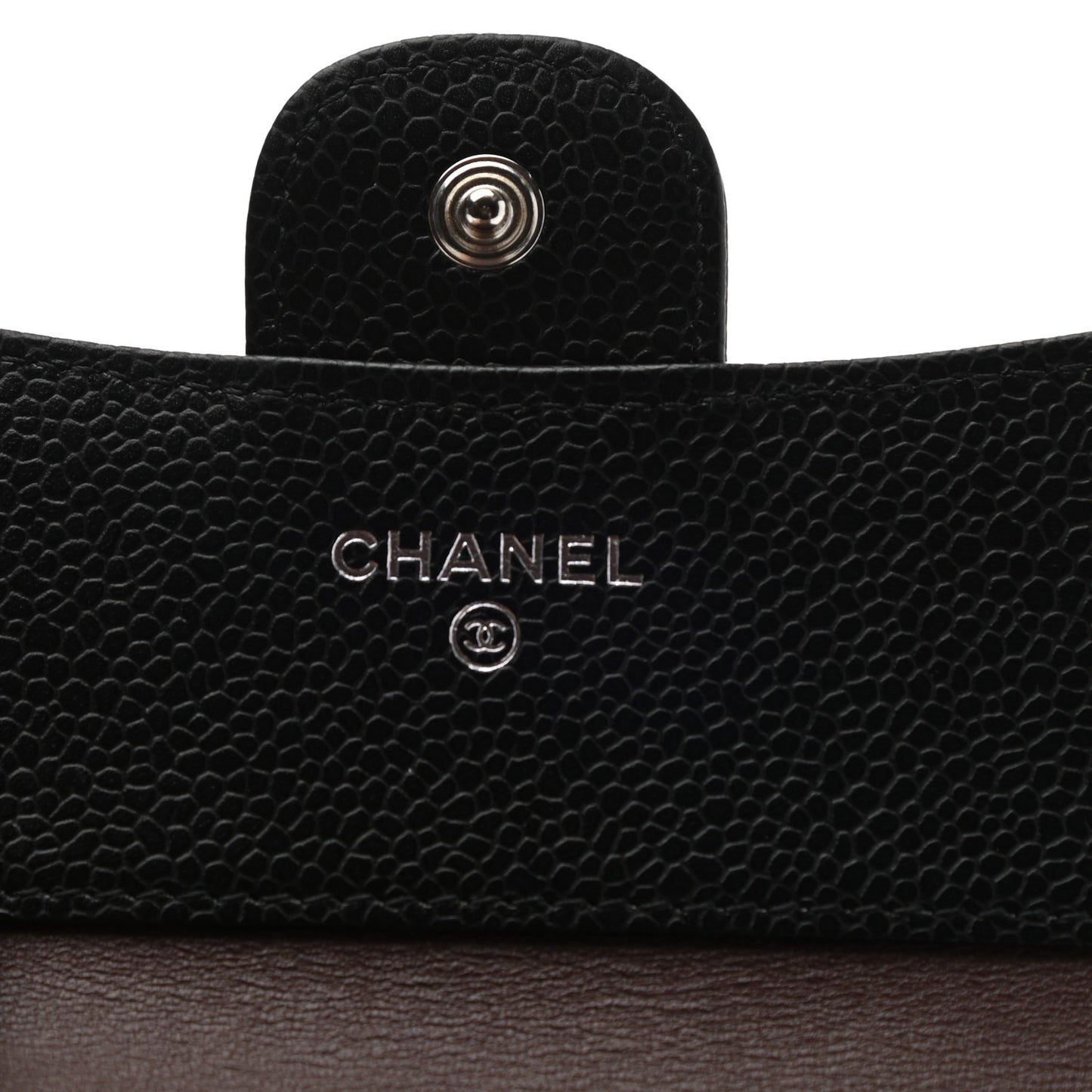 Caviar Quilted Compact Flap Wallet Black