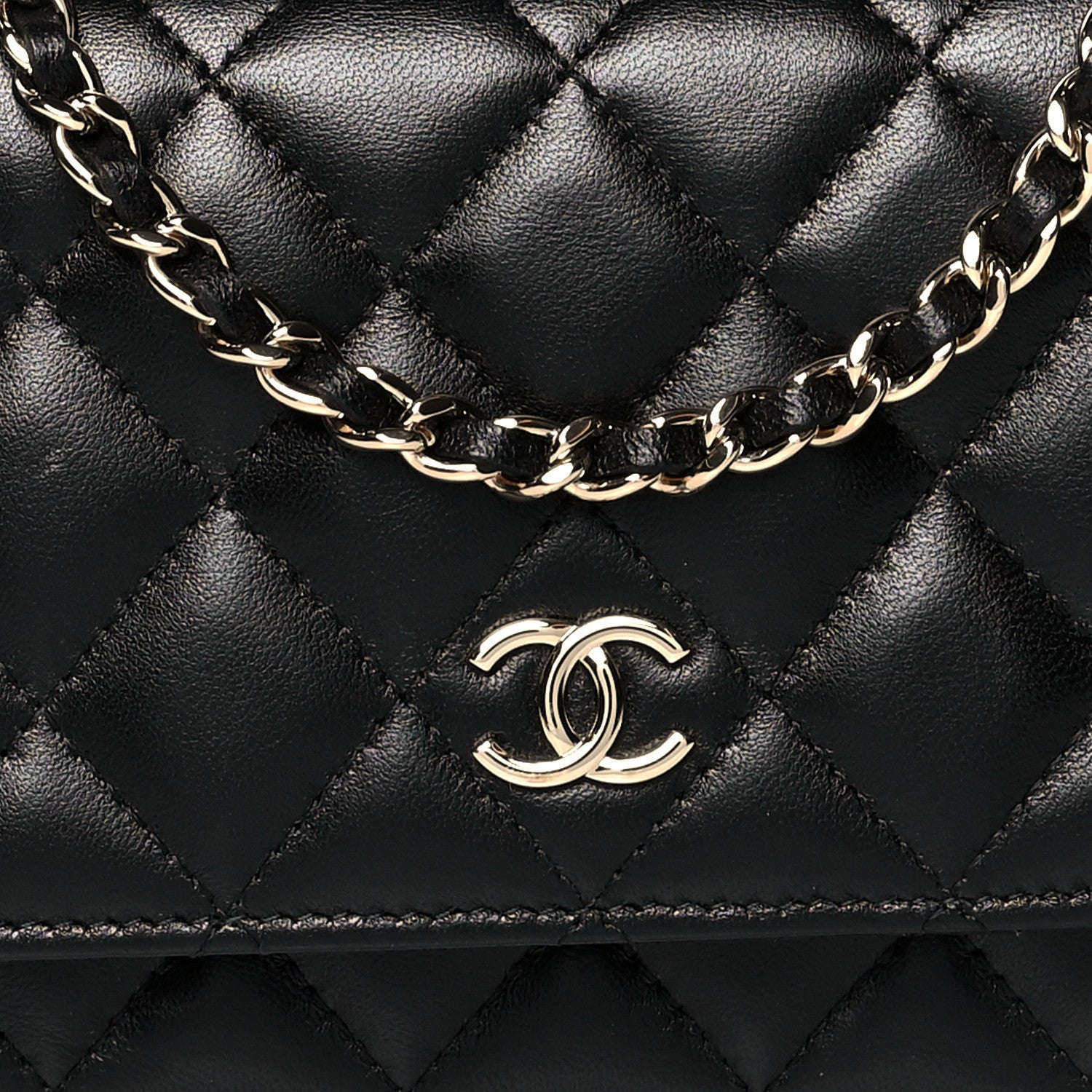 Chanel Lambskin Quilted Mini Camellia Bow Wallet On Chain WOC Black 8 of 10