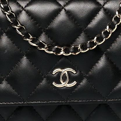 Chanel Lambskin Quilted Mini Camellia Bow Wallet On Chain WOC Black 8 of 10