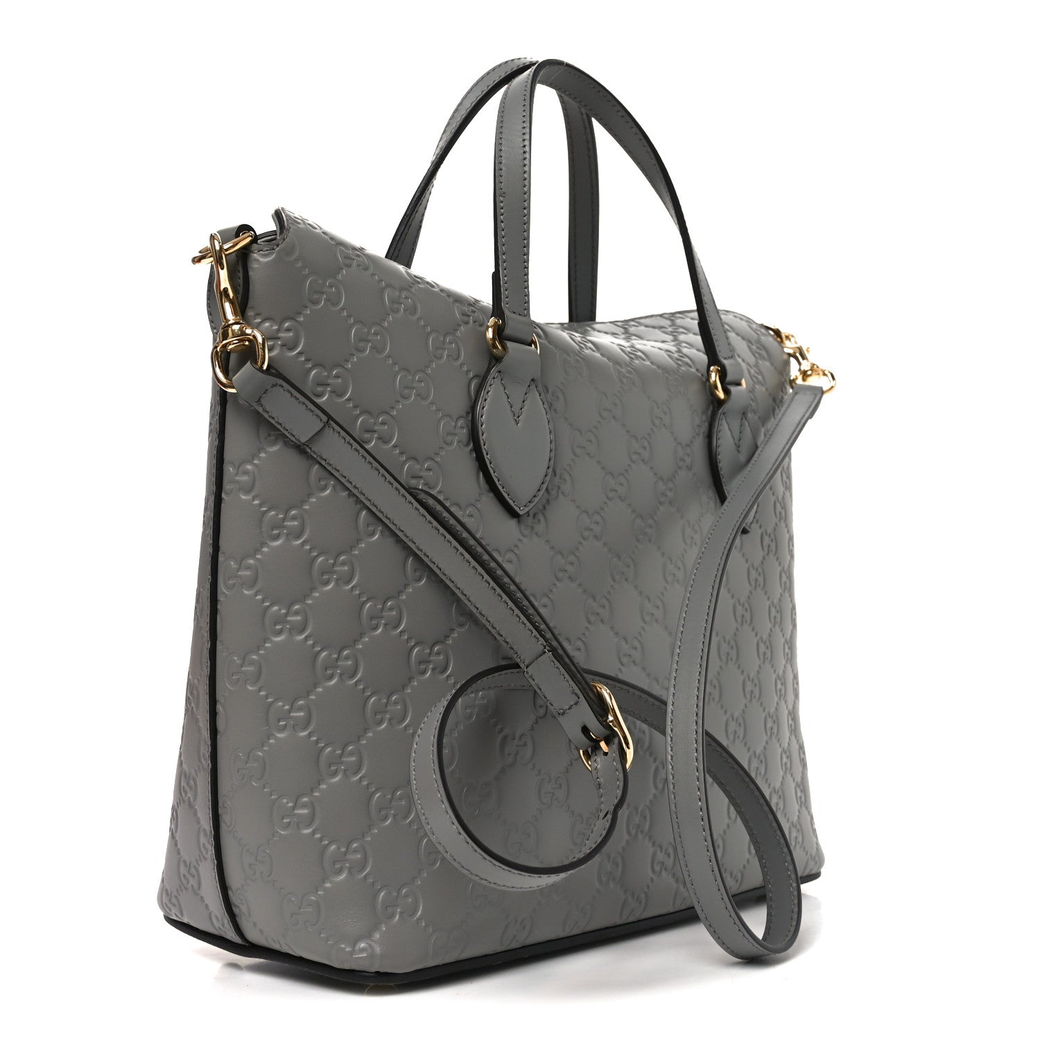 Gucci Guccissima Linea A Foldover Tote Storm Grey 3 of 10