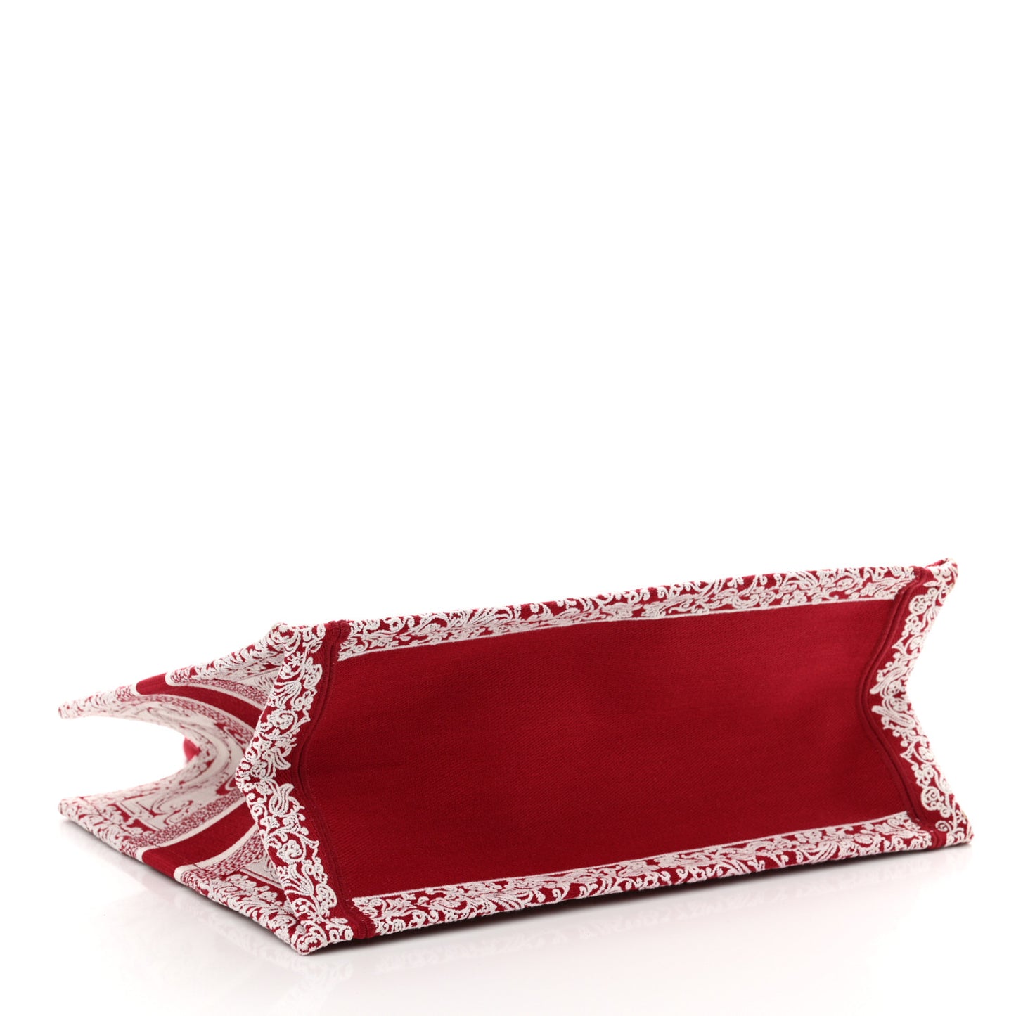 Canvas Embroidered Medium Book Tote Red White