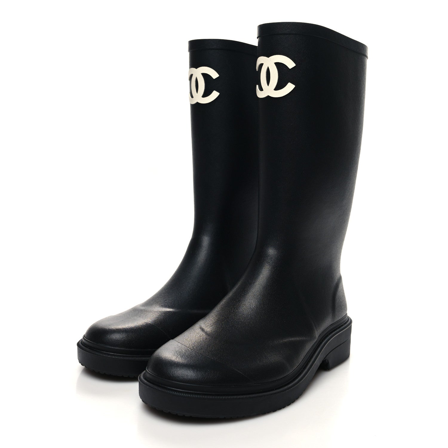 Chanel Caoutchouk CC High Boots 38 Black 3 of 6