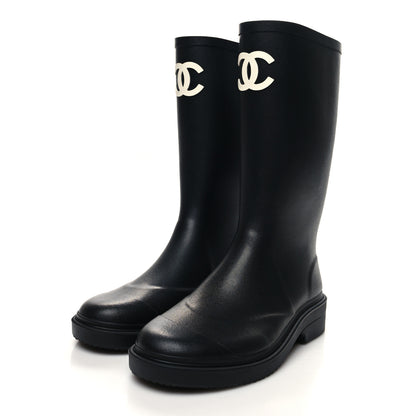 Chanel Caoutchouk CC High Boots 38 Black 3 of 6