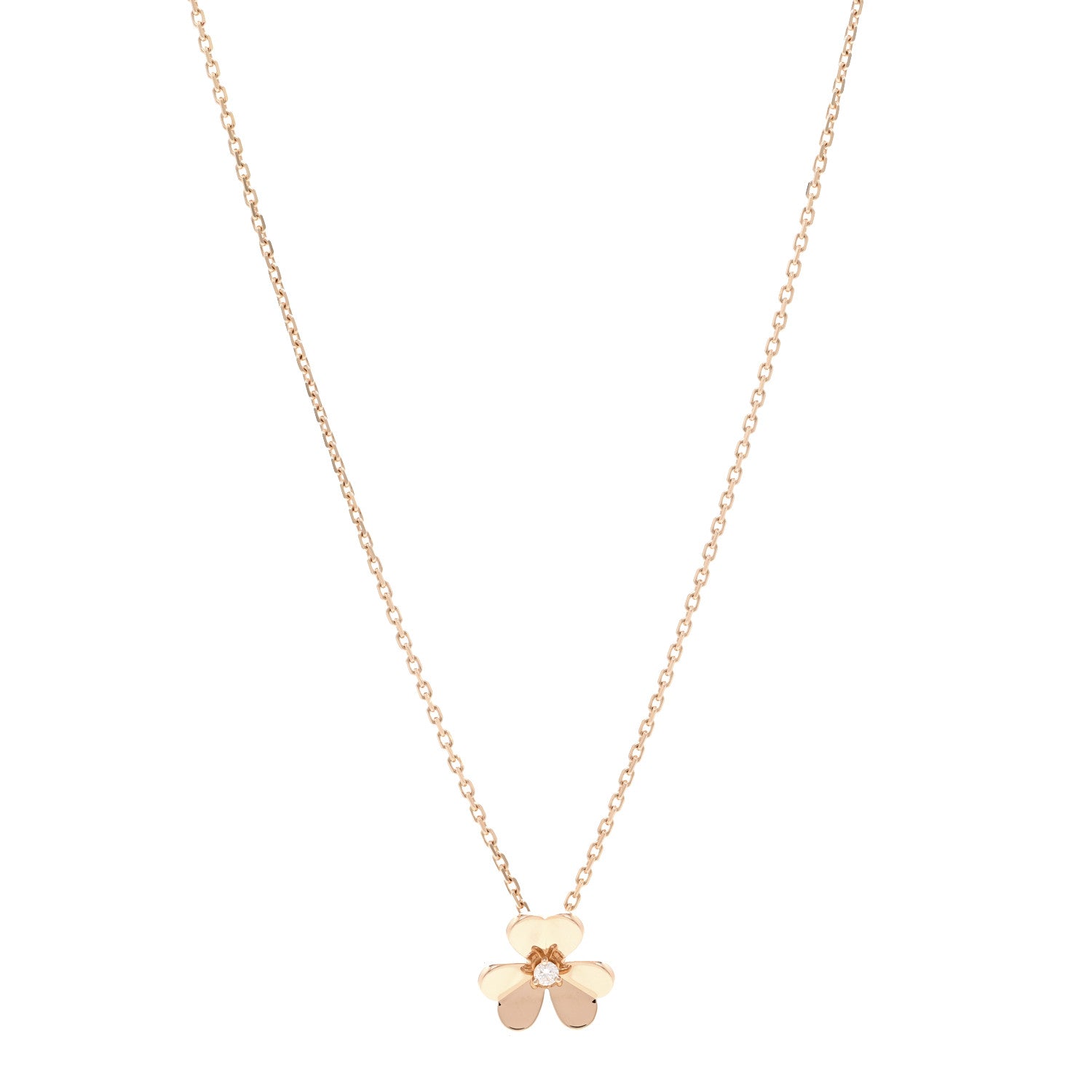 Van Cleef & Arpels 18K Rose Gold Diamond Small Frivole Pendant Necklace 1 of 5