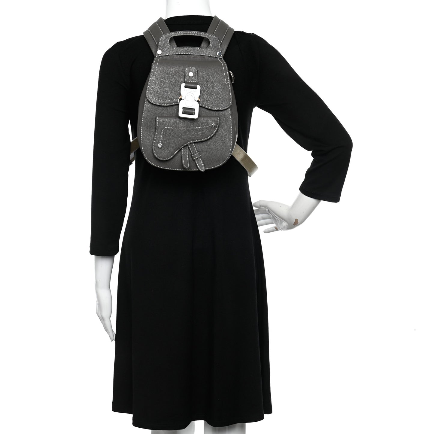 Grained Calfskin Mini Gallop Sling Bag Grey