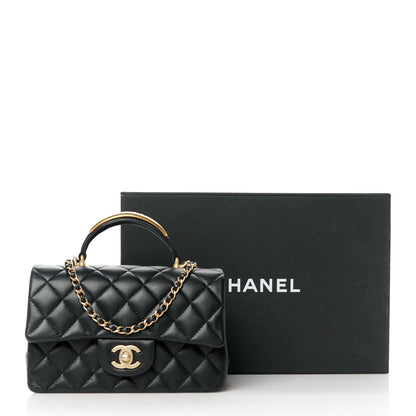 Chanel Lambskin Quilted Metal Mini Top Handle Rectangular Flap Black 12 of 12