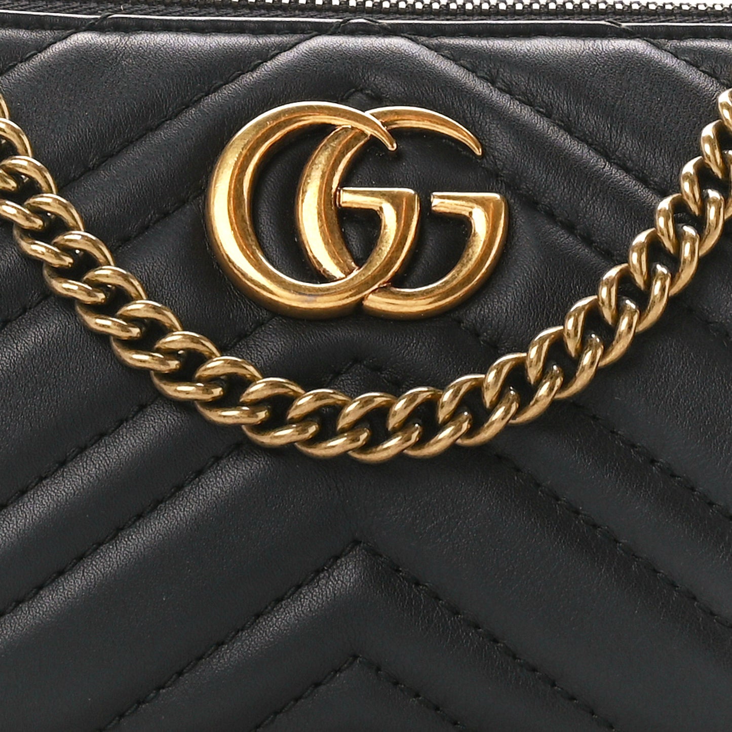Calfskin Matelasse Mini GG Marmont Chain Bag Black