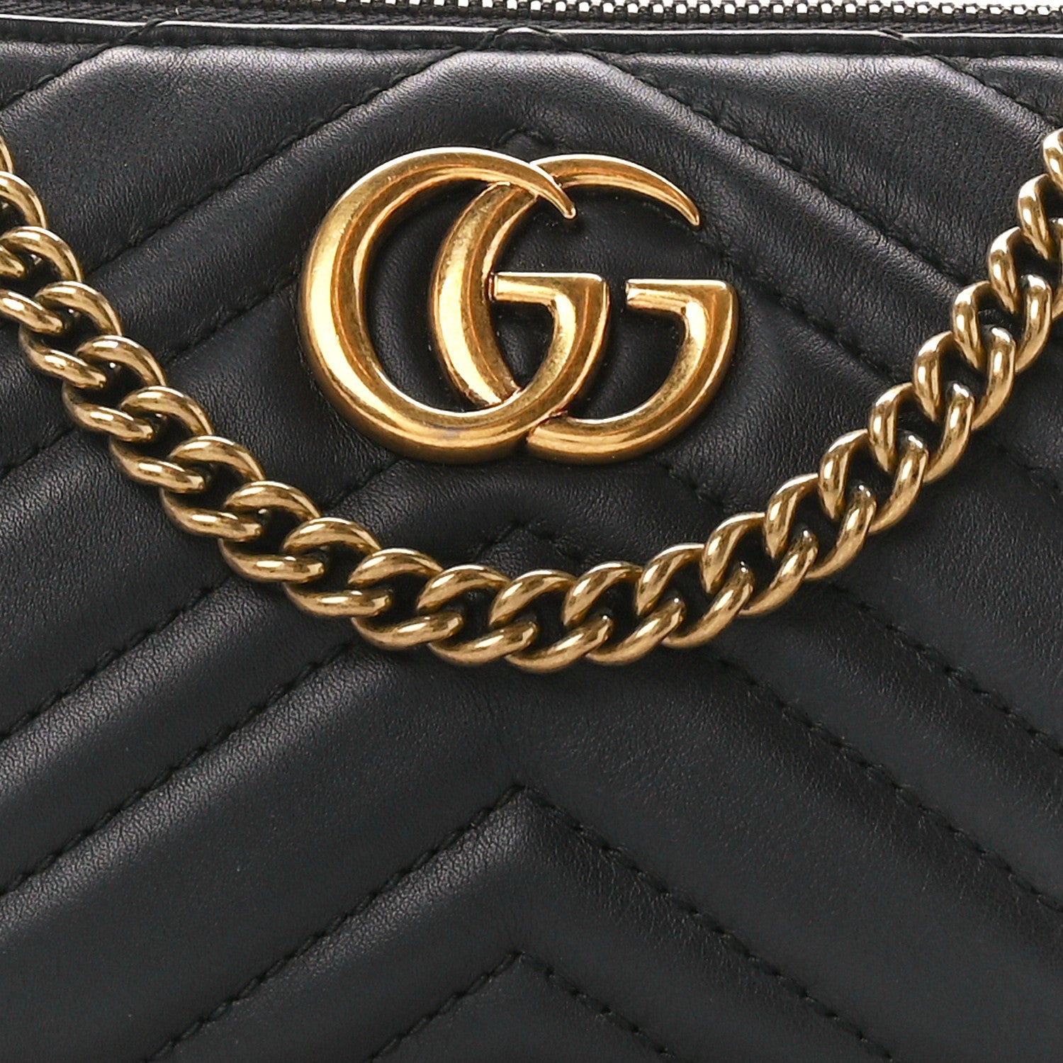 Gucci Calfskin Matelasse Mini GG Marmont Chain Bag Black 7 of 11