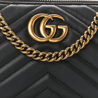 Gucci Calfskin Matelasse Mini GG Marmont Chain Bag Black 7 of 11