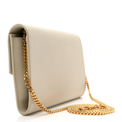 Saint Laurent Grain De Poudre Monogram Uptown Chain Wallet Crema Soft 4 of 11
