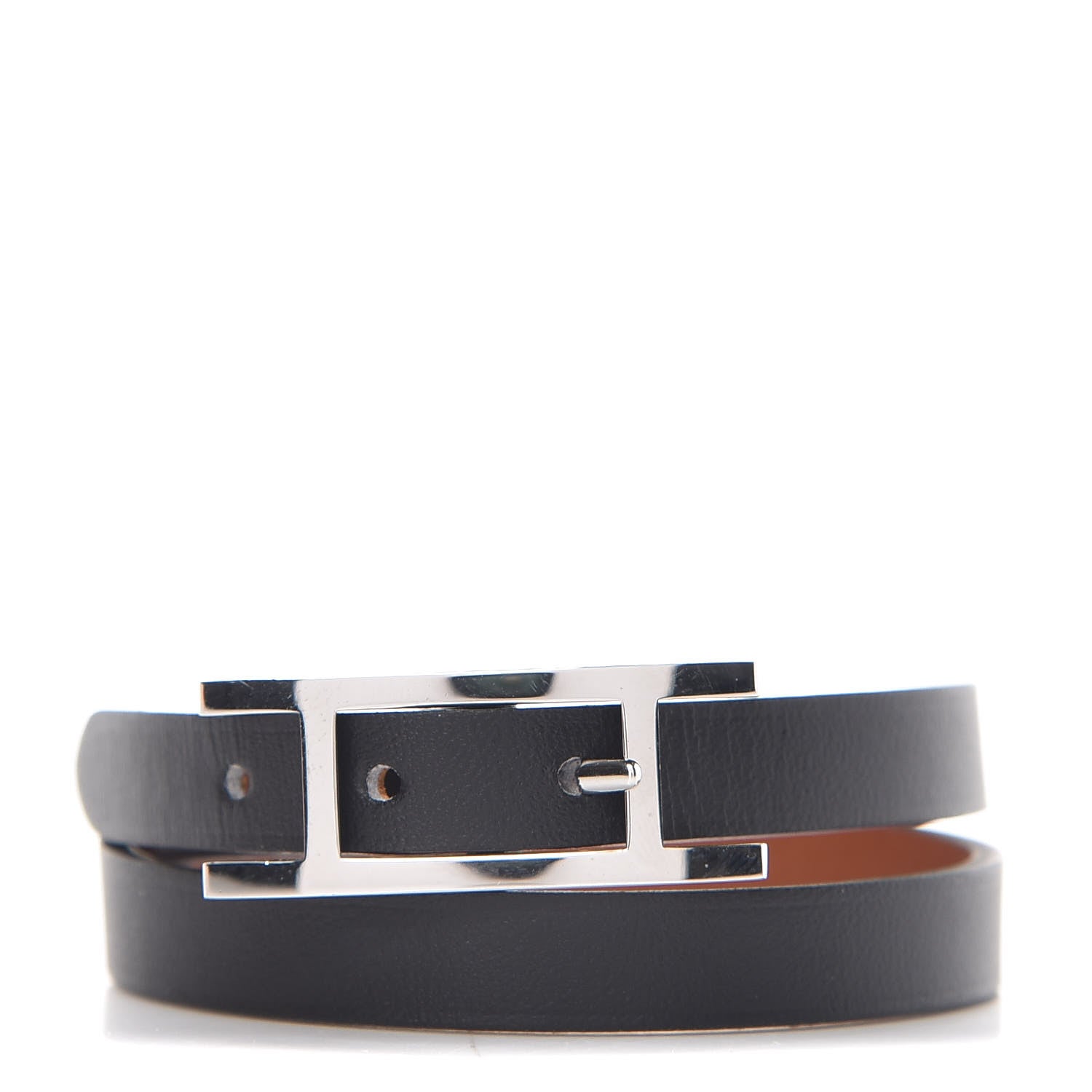 Hermes Chamonix Behapi Double Tour Bracelet XS Black Gold 1 of 7