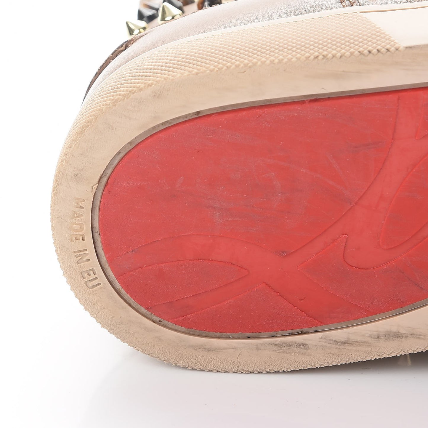 Mens Calfskin Louis Spikes Flat Sneakers 42 Beige