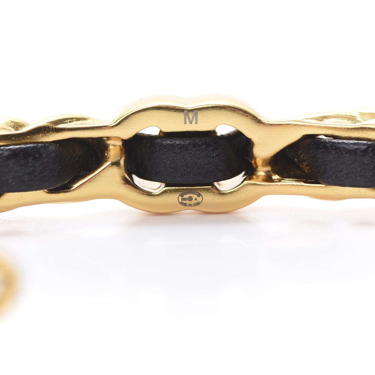 Lambskin Pearl CC Cuff Bracelet Black Gold