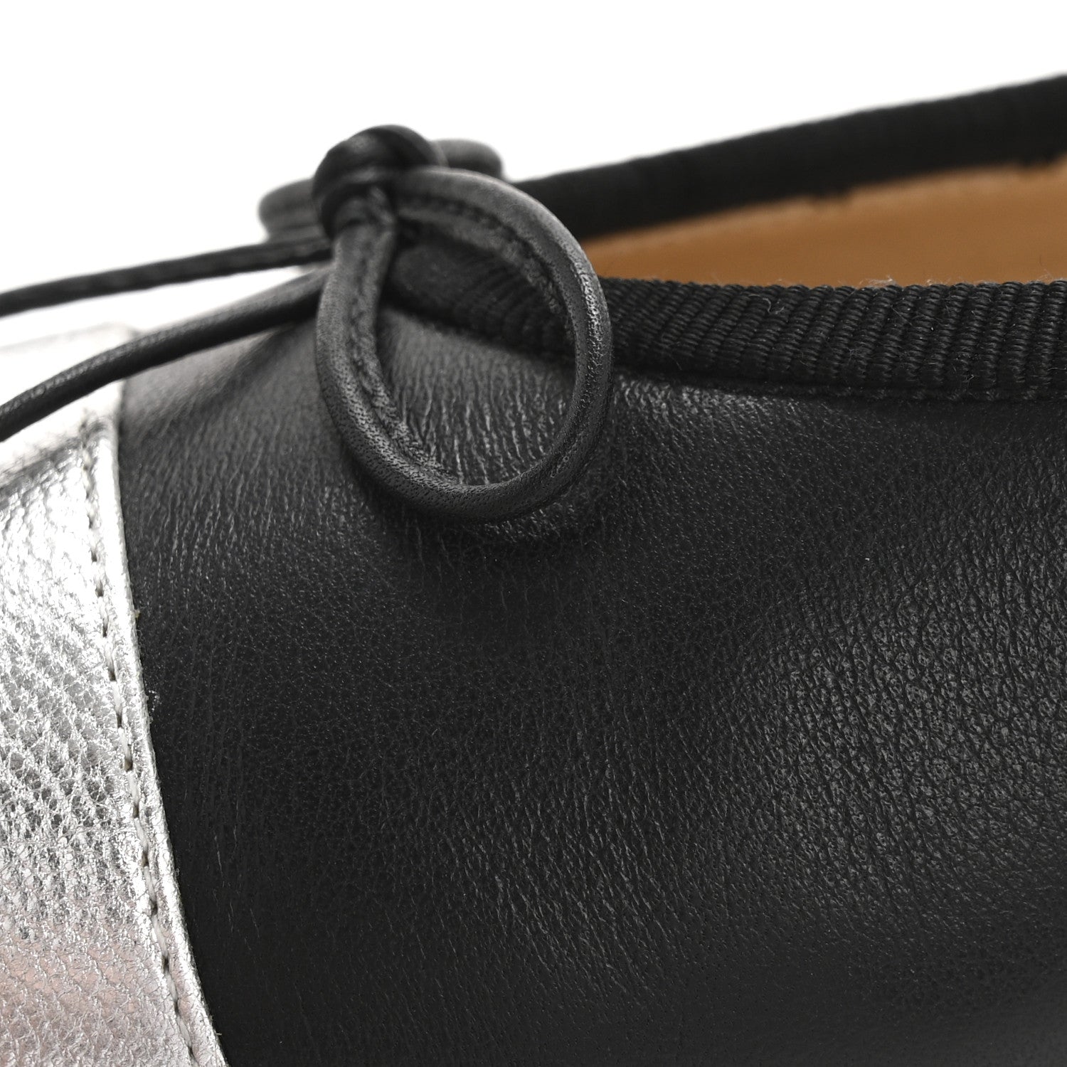 Chanel Calfskin Metallic Goatskin CC Cap Toe Ballerina Flats 40 Black Silver 10 of 10