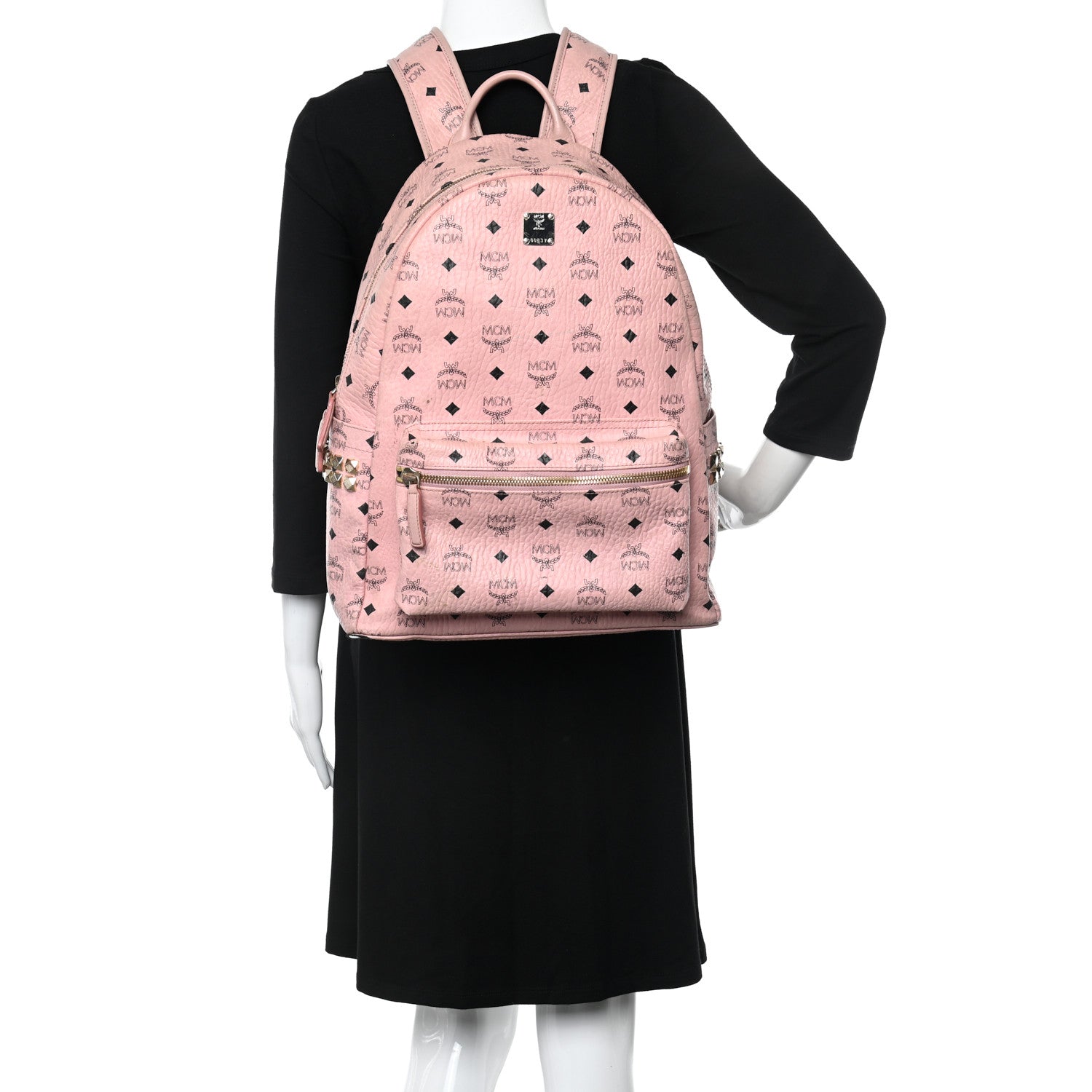 MCM Visetos Medium Side Studs Stark Backpack Soft Pink 2 of 20
