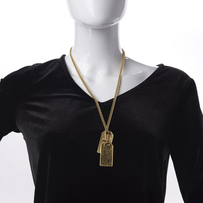 Chanel ID Dog Tag Charm Necklace Gold 2 of 6