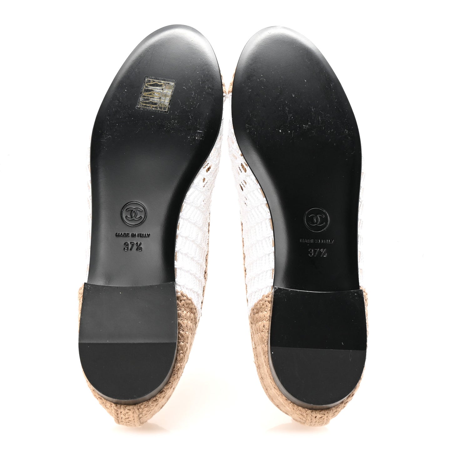Raffia Cap Toe Ballerina Flats 37.5 White Beige
