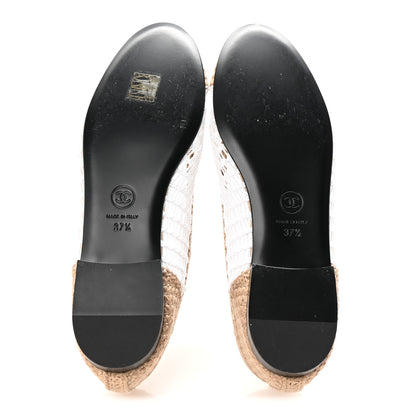 Chanel Raffia Cap Toe Ballerina Flats 37.5 White Beige 6 of 9