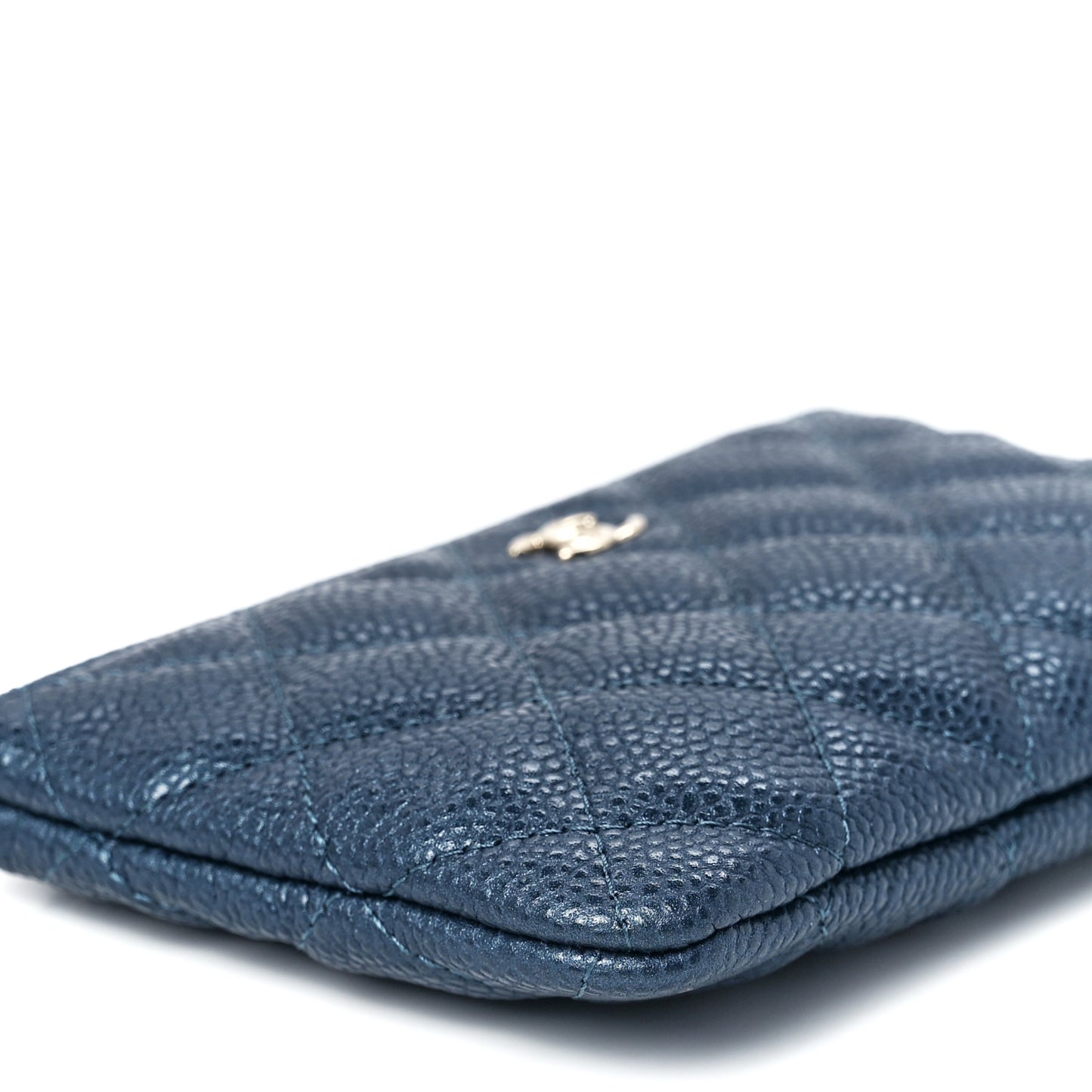 Caviar Quilted Small Cosmetic Case Dark Blue