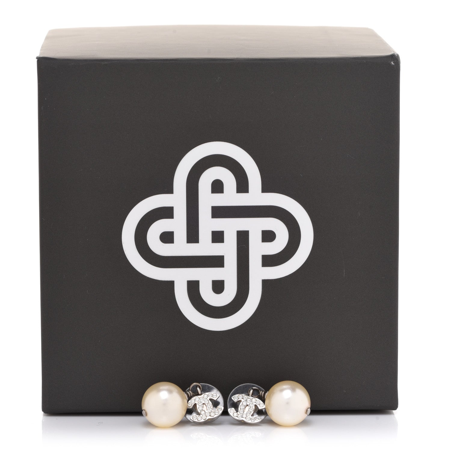 Chanel Crystal Pearl CC Drop Earrings Gold 5 of 5