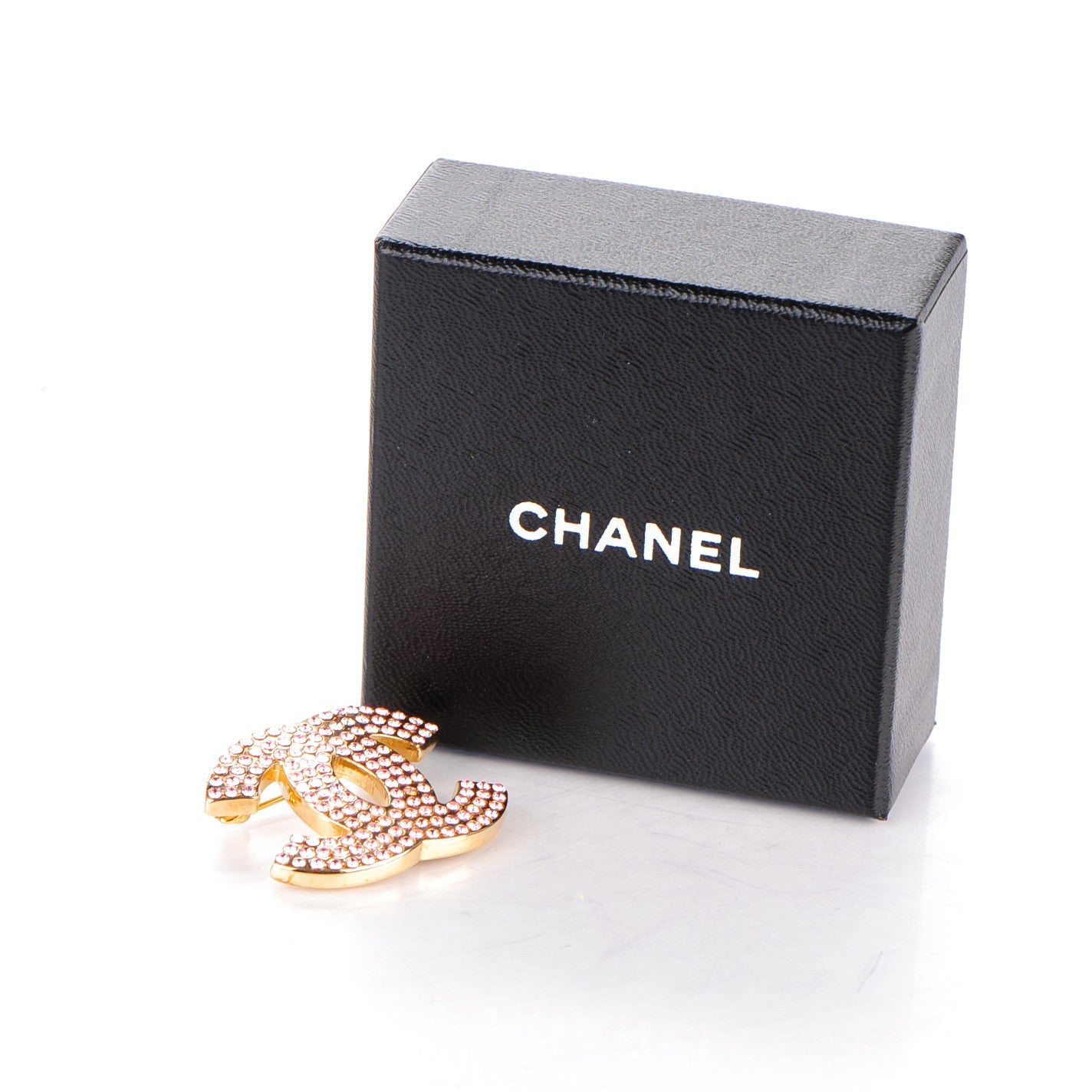 Chanel Crystal CC Brooch Pin Gold Pink 5 of 5