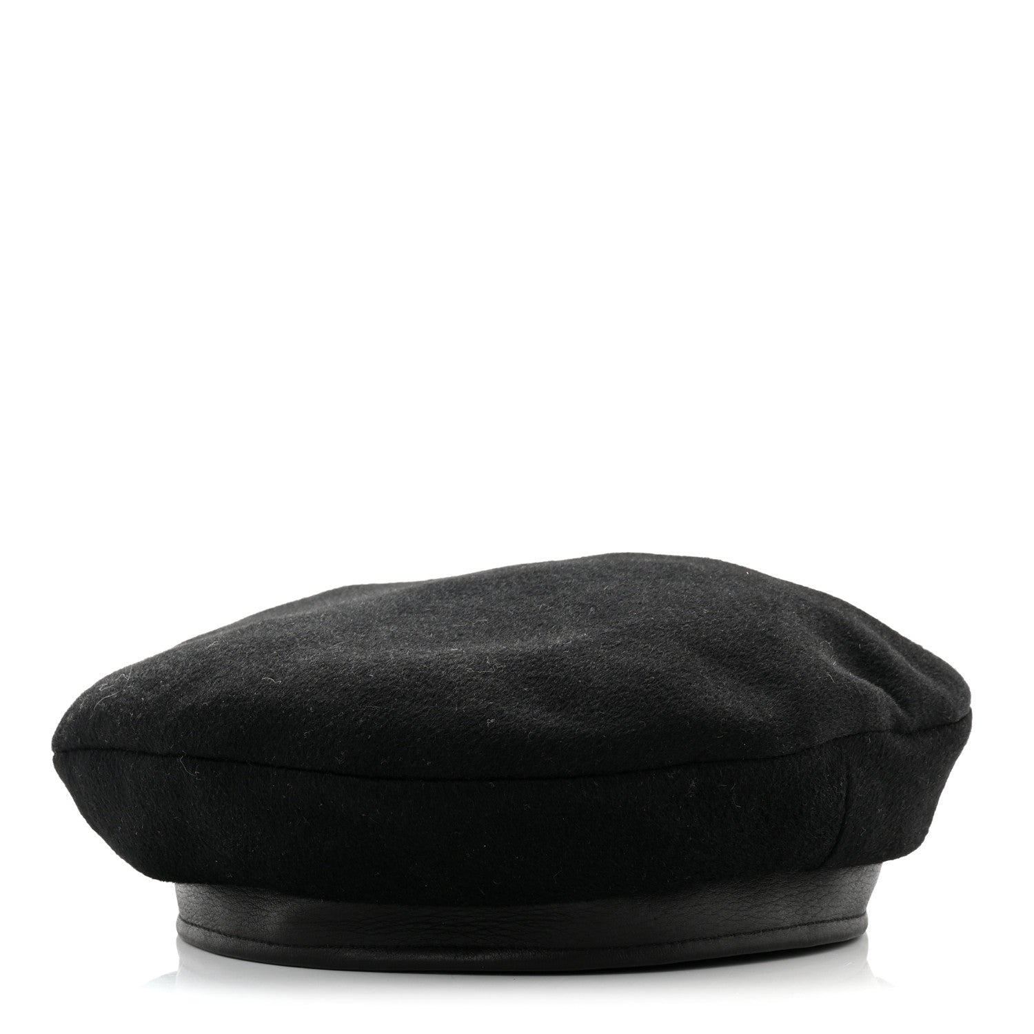 Hermes Cashmere Deerskin Beret 58 Black 1 of 8