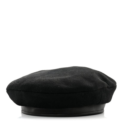 Hermes Cashmere Deerskin Beret 58 Black 1 of 8