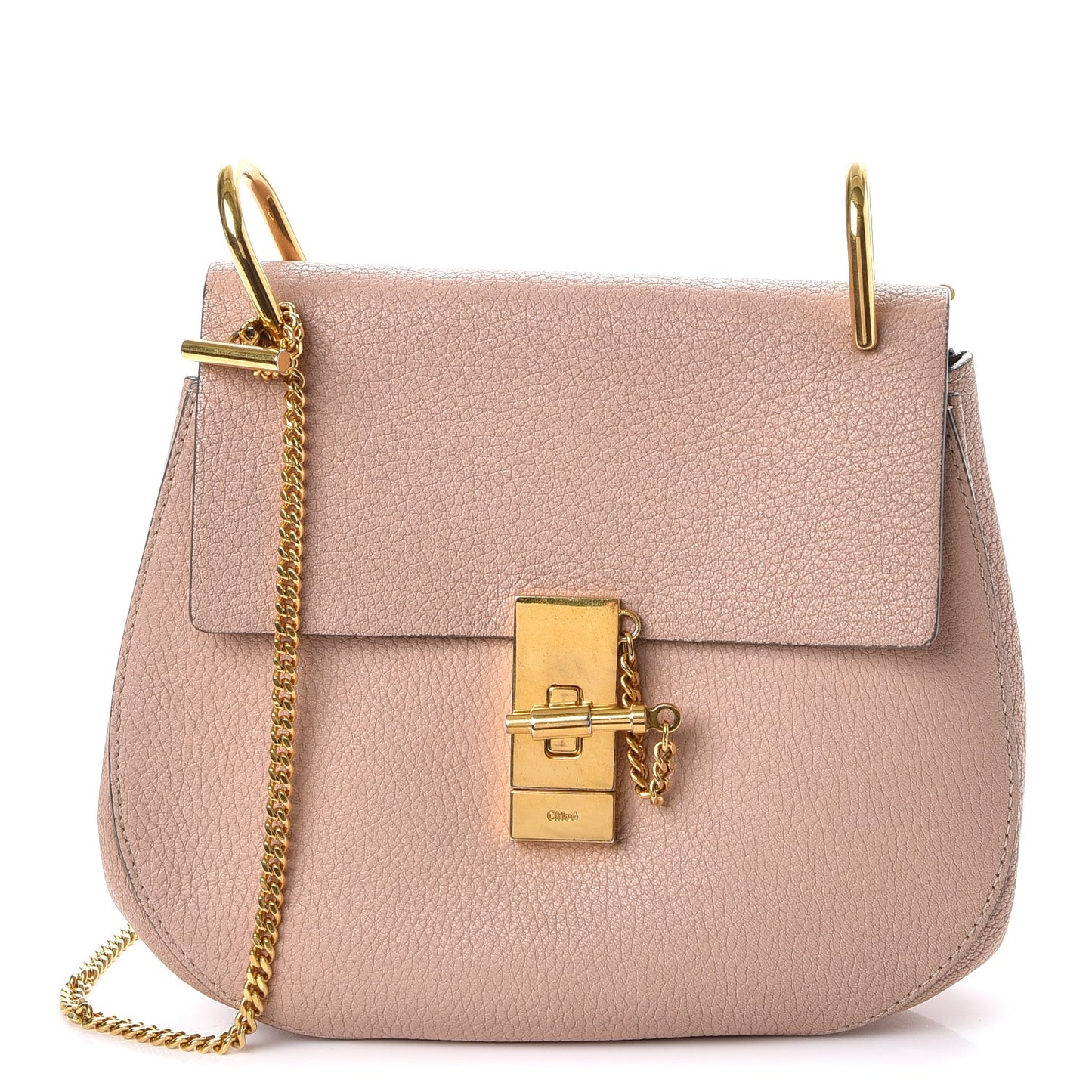 Grained Lambskin Medium Drew Shoulder Bag Cement Pink