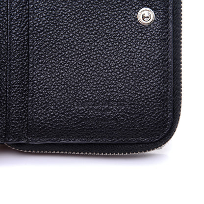 Saint Laurent Grained Calfskin Rive Gauche Compact Zip Around Wallet Black 8 of 11