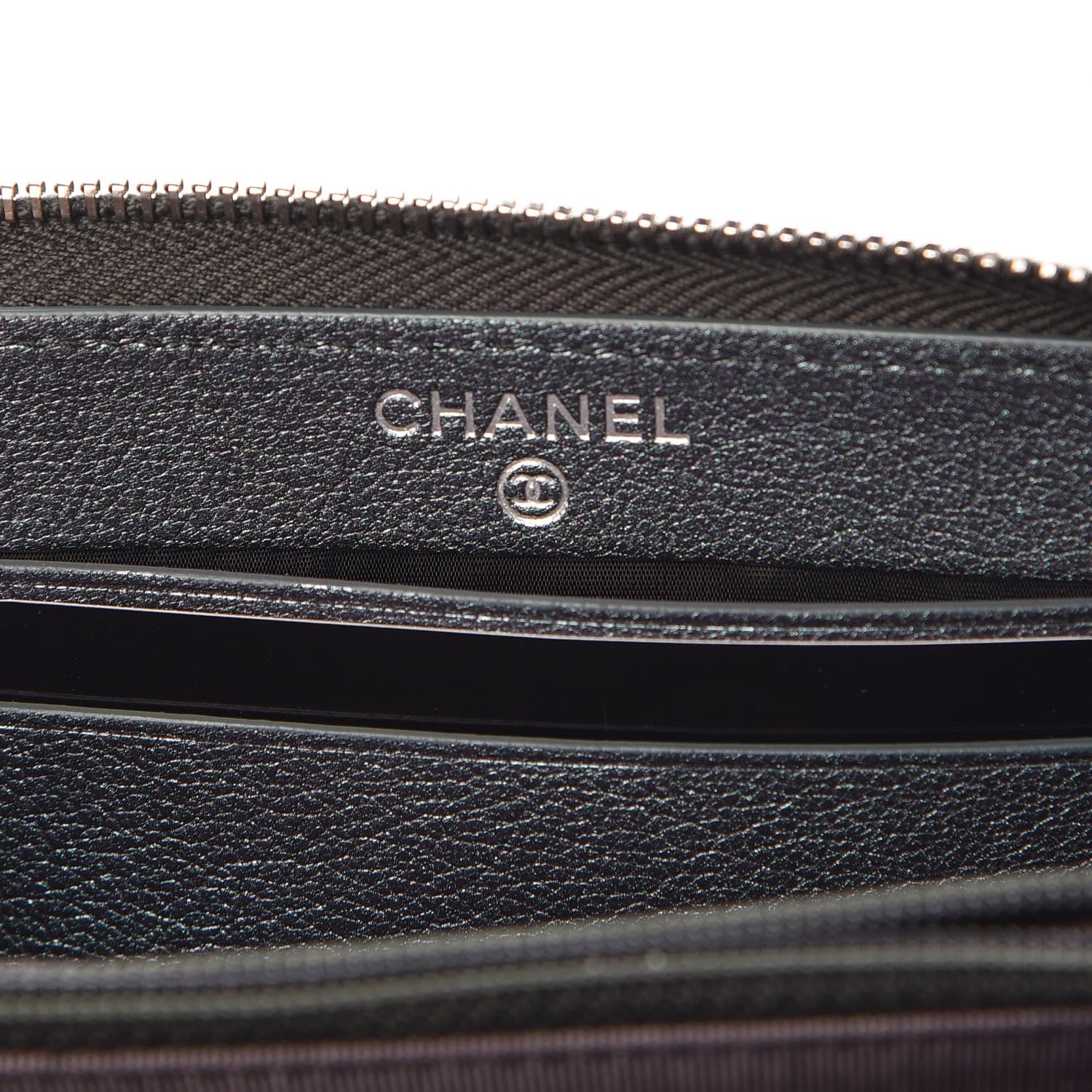 Chanel Iridescent Goatskin Quilted Small Zip Around Wallet Purple 6 of 9