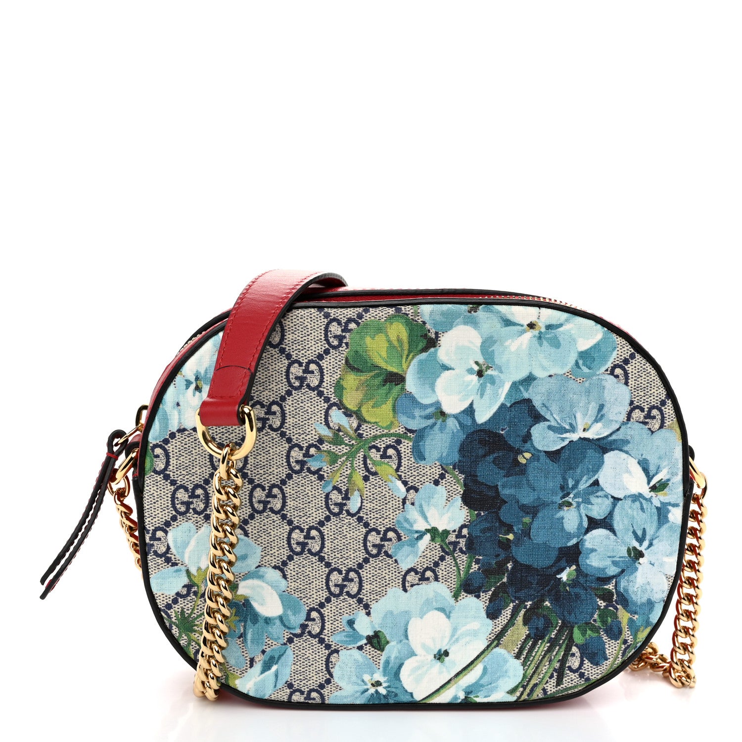 Gucci GG Supreme Monogram Blooms Mini Chain Shoulder Bag Beige Blue Navy Hibiscus Red 1 of 10