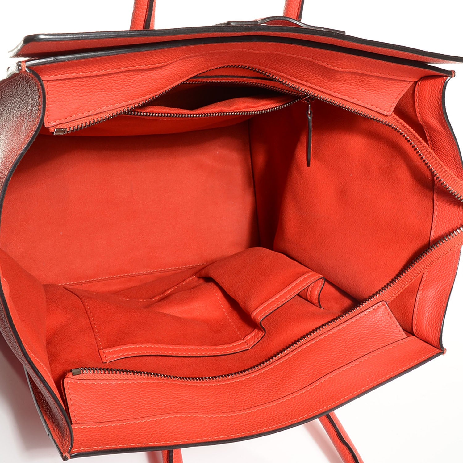 Celine Drummed Calfskin Mini Luggage Vermillion 6 of 8
