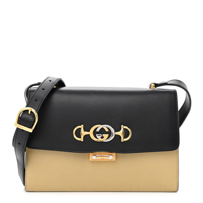 Gucci Smooth Calfskin Small Zumi Shoulder Bag Beige Black 1 of 18