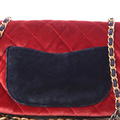 Chanel Velvet Quilted Small Camellia Flap Black Red Blue 9 of 11