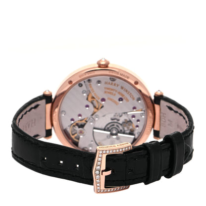 Harry Winston 18K Rose Gold Alligator Diamond Bezel Mother of Pearl Premier 36mm Automatic Watch 3 of 5