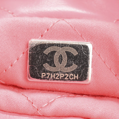 Chanel Shiny Calfskin Quilted Rainbow Metal Mini Chanel 22 Coral Pink 7 of 11