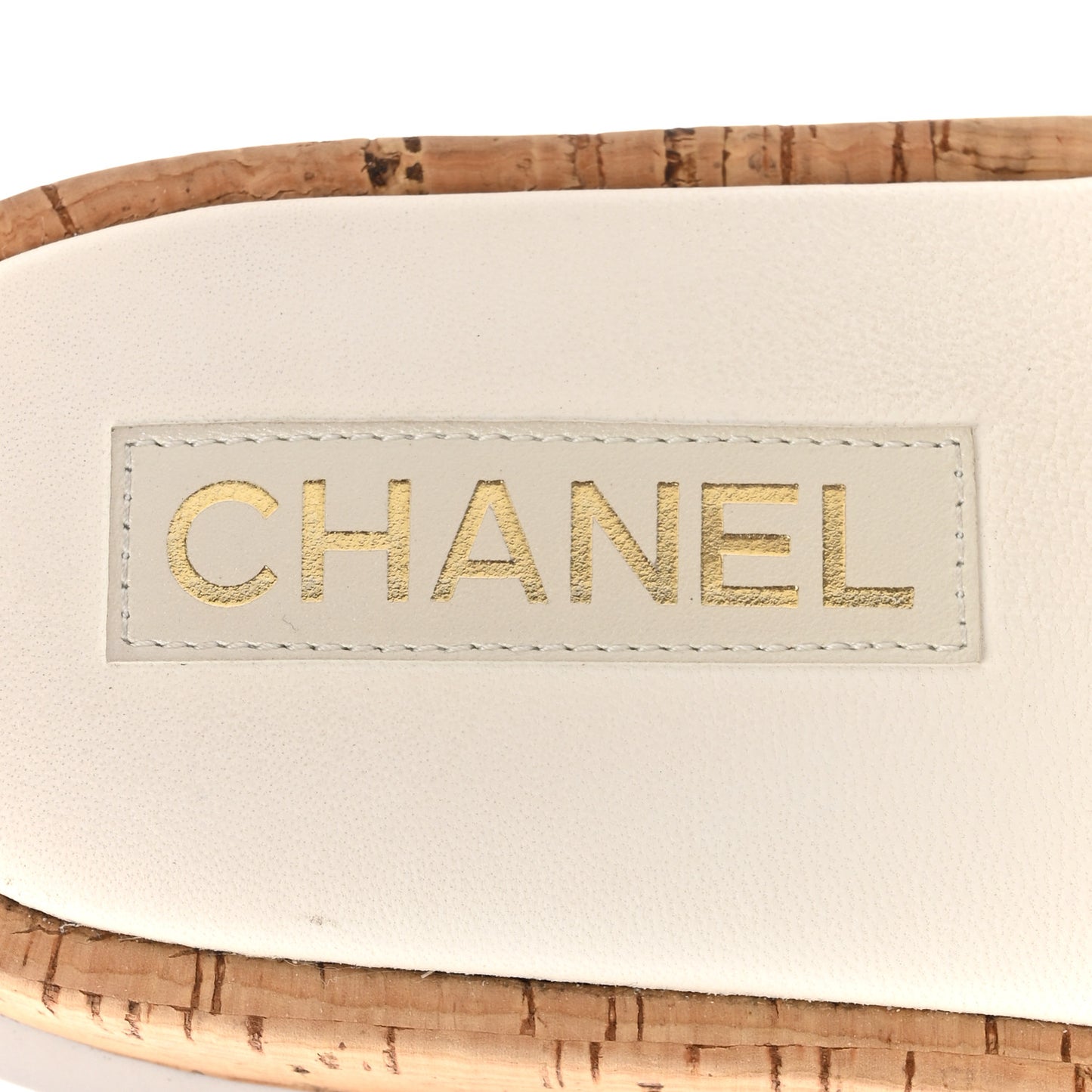 Fabric Pearl Cork CC Slip On Sandals 40 White