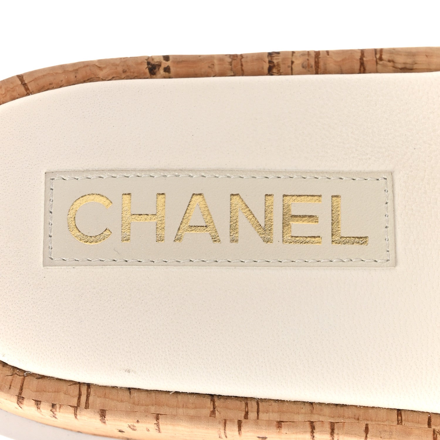 Chanel Fabric Pearl Cork CC Slip On Sandals 40 White 6 of 9