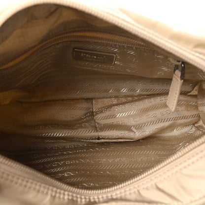 Prada Re-Nylon Vela Saffiano Double Zip Shoulder Bag Beige 5 of 10