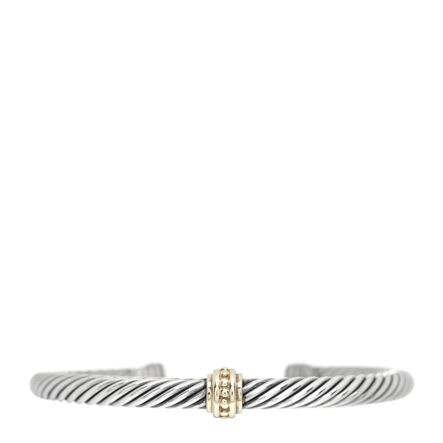David Yurman Sterling Silver 14K Yellow Gold 5mm Station Cable Bracelet 1 of 4