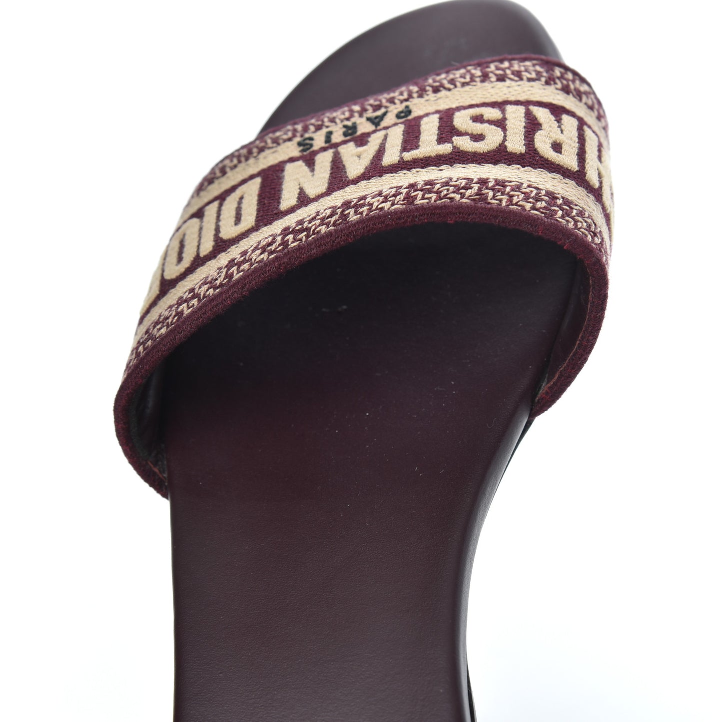 Canvas Embroidered Dway Mules Slide Sandals 40 Burgundy